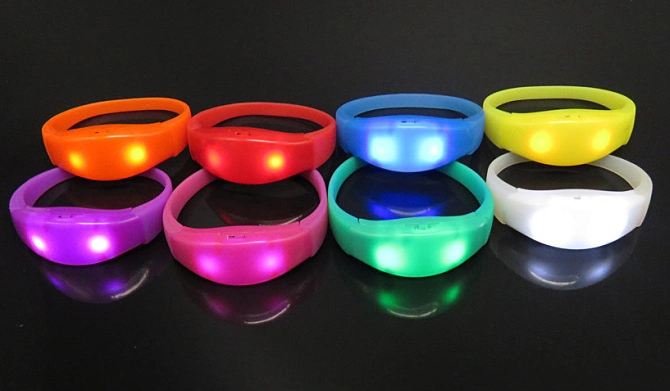 LED Silicone Bracelet Button Style Voice Control Style Vibration Style