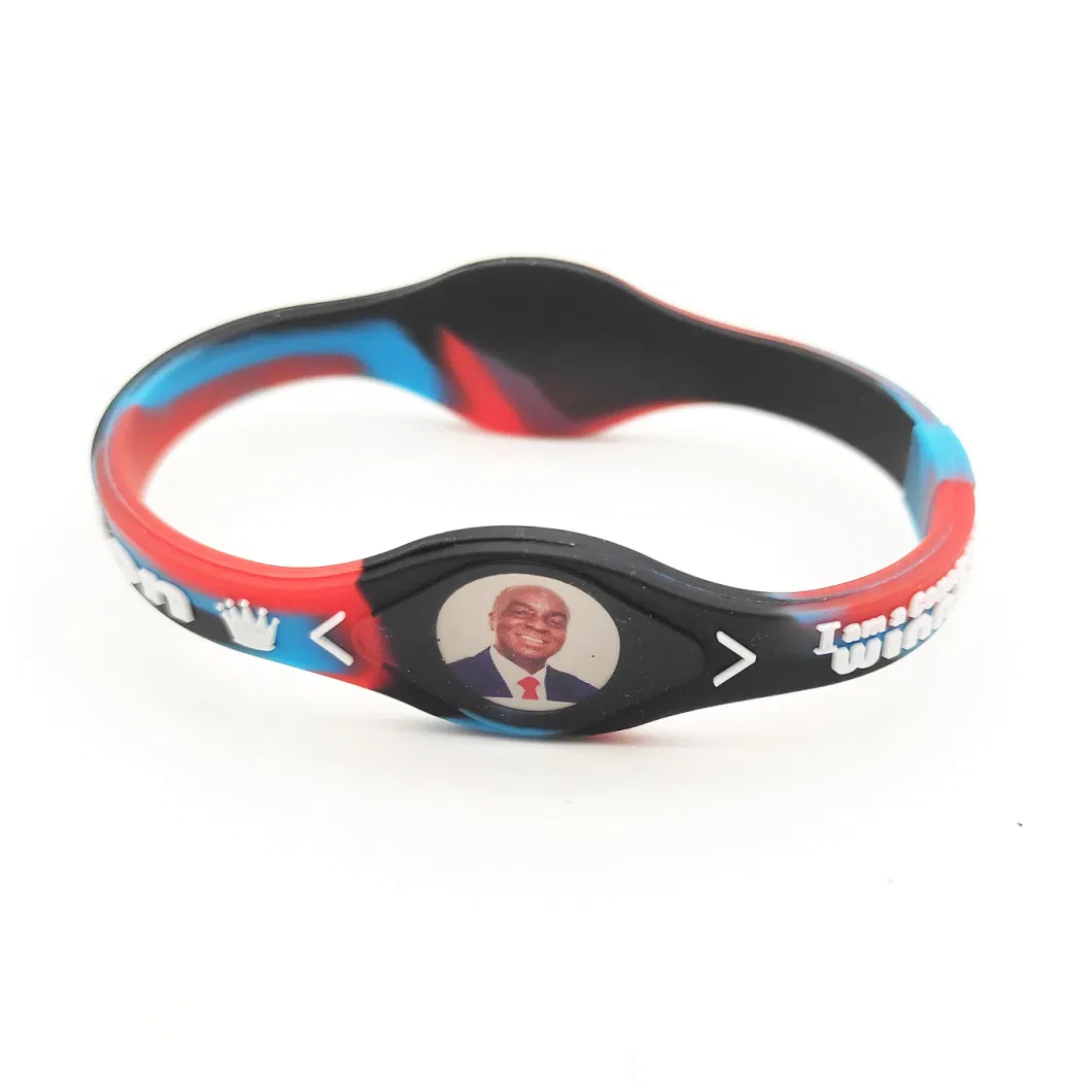 Stock Design Epoxy Silicone Power Bracelets Muti Color Embossed Balance Wristband Cheap Energy Power Silicon Energy Bracelet