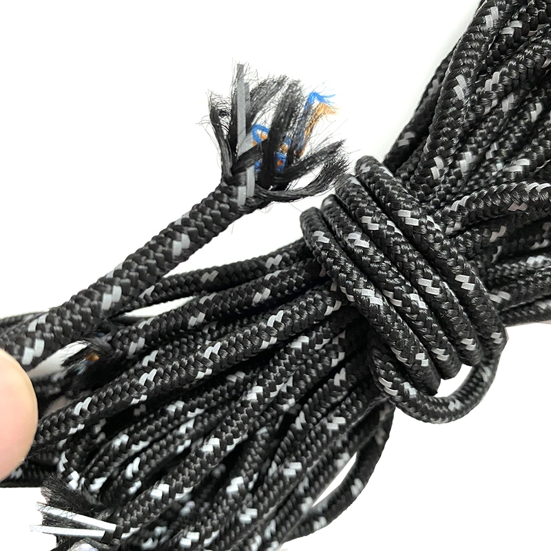 High Tenacity 4 mm Diameter Polyester Reflective Braided Cord Hoodie Drawstring Cord for Coat Pants