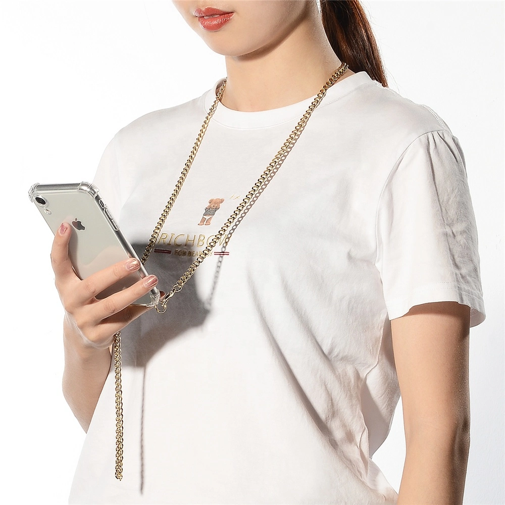 Fashion Crossbody Metal Chain Necklace Clear Phone Case for iPhone