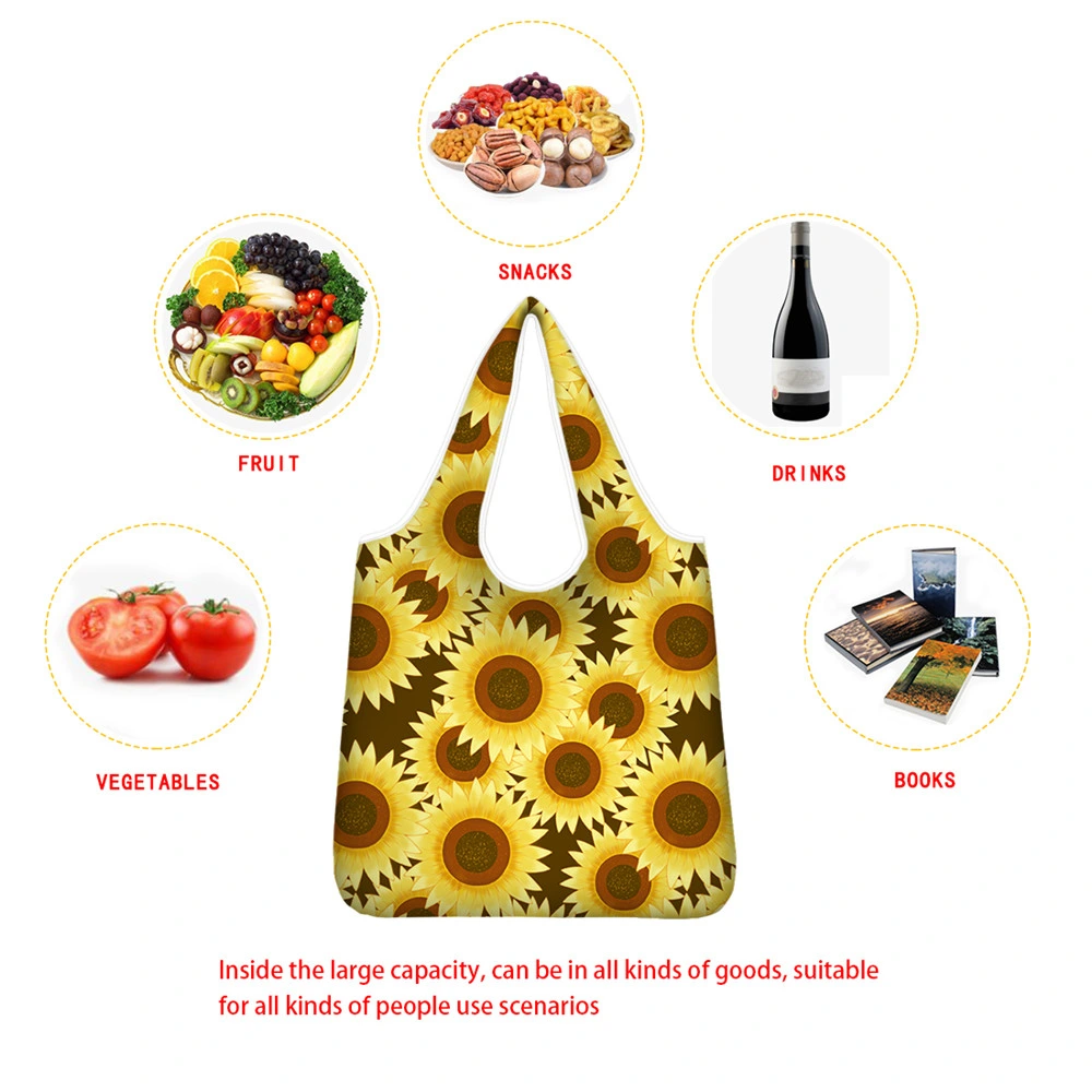 Eco-Friendly Customised Grocery Printed Tote Bag Shopping Foldable Reusable Polyester Bags