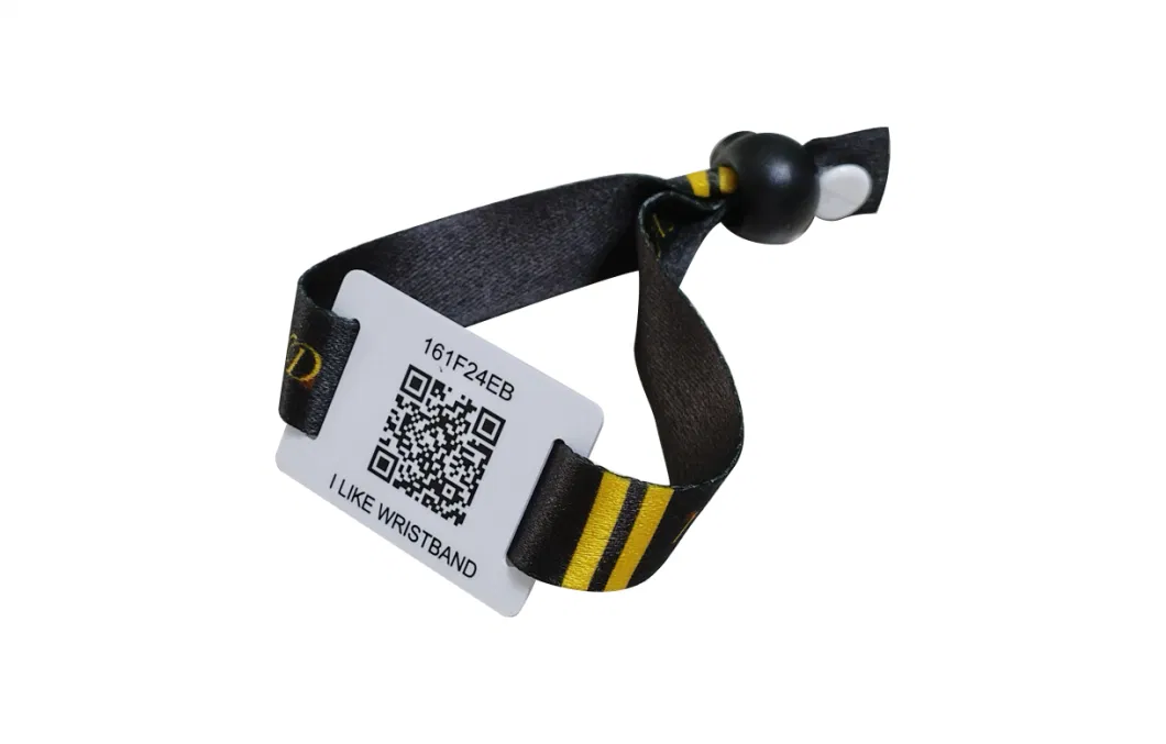 RFID NFC Dye Sublimation Woven Satin Fabric Cloth Polyester Elastic Event Wristband