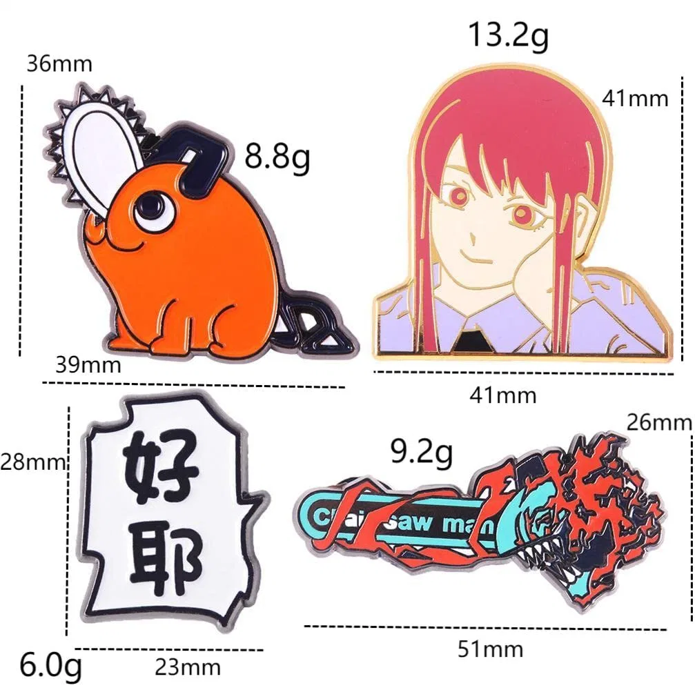 Sexy Anime Girl Fashion Customized Logo Chainsaw Man Design Cloth Makers Name Tray Button Pin Wholeslae Cheap Price Enamel Badge