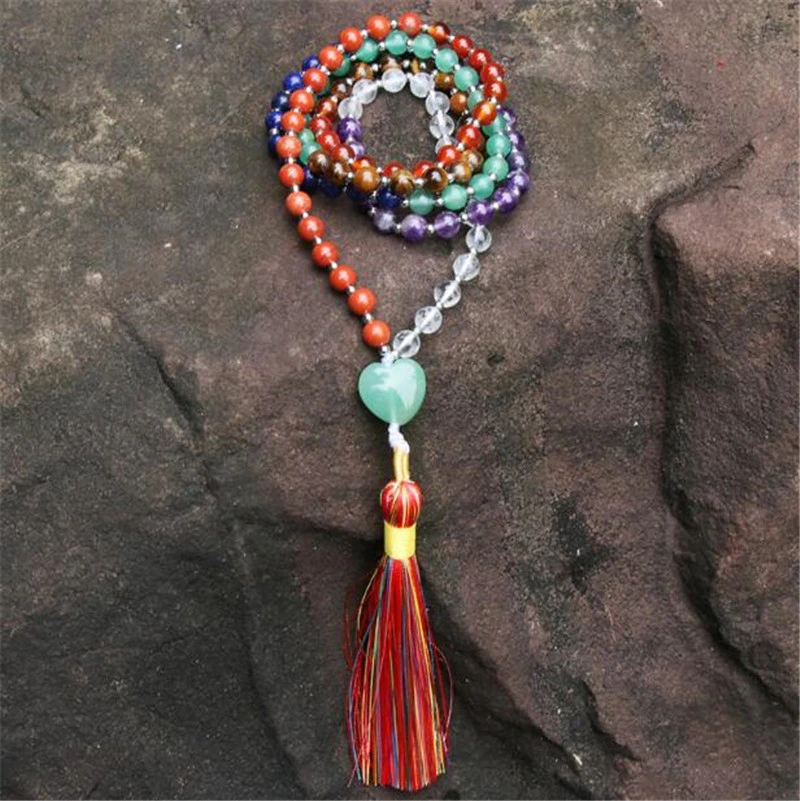 Religious 6mm Natural Gemstone Power Stone Chakra 108 Beads Buddhist Mala Bracelet