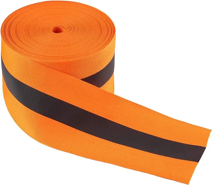 Lemo Deep Orange Flat Elastic Cord 1.5-Inch Wide by Double-Side Twill Elastic Band