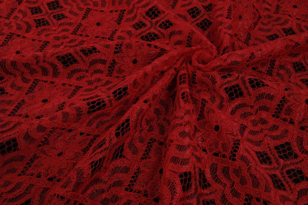 Lace Fabric Wholesale Custom Color Red Clothing Fabric