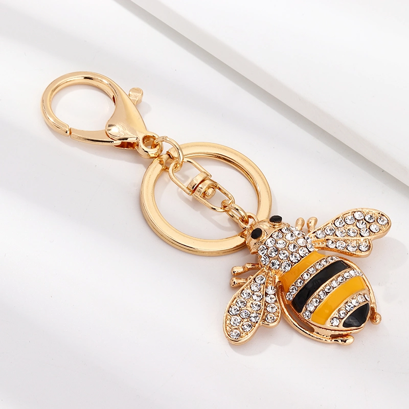 Cute Bee Pendant Keychain Zircon Alloy Gift Jeweries Key Chain Animal Handbag Keychains