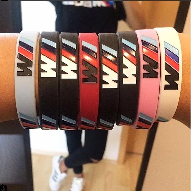 Nice Design Engrave Hologram Bracelet Sport Band M Power Black White Silicone Wristband Bangle for BMW Club Fans