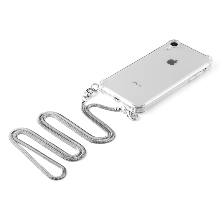 Fashion Crossbody Metal Chain Necklace Clear Phone Case for iPhone