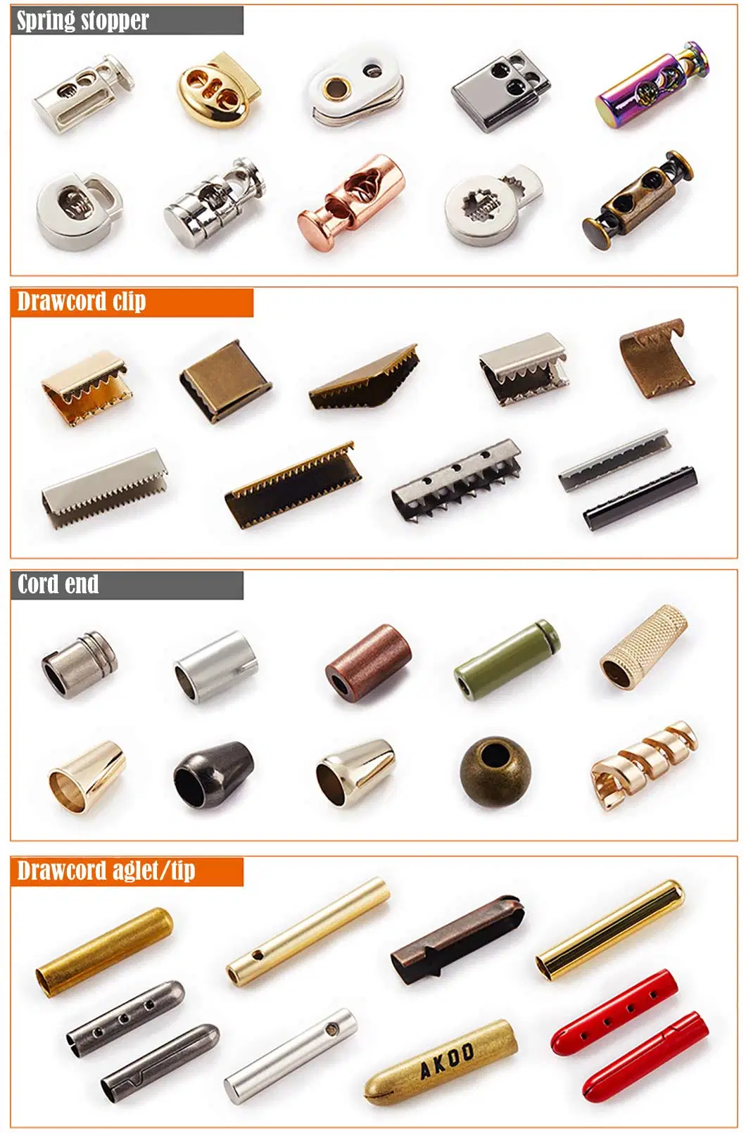 Abpf Factory Wholesales Custom Logo Brass Metal Tips Cord End