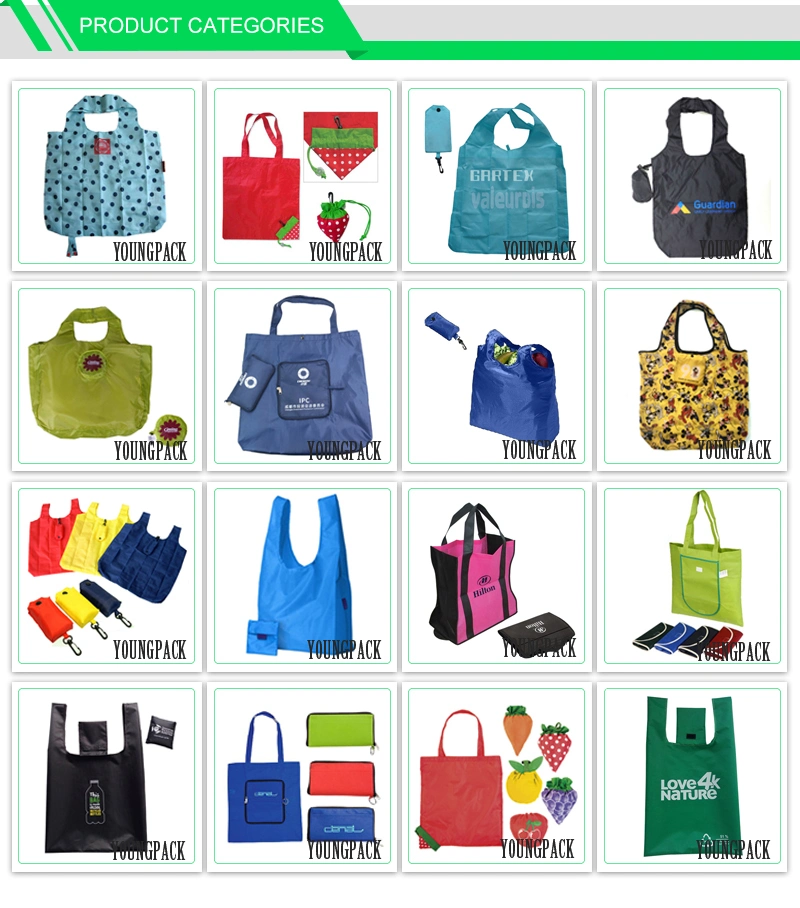 Promotional Gifts RPET Polyester Folding up Supermarket Grocery Shopper Carrier Bag Custom Recycled Pet Carrying Bag Reusable Nylon Foldable Shopping Tote Bags