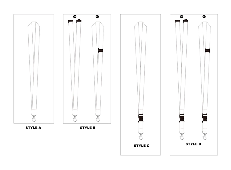 ID Card Holder Neck Strap Office Promotional Polyester Conference Worker Digital Printing Events Custom Ribbon Safety Buckle Double End Sublimation Lanyard