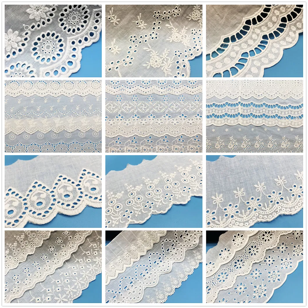 ODM Free Sample	Knit Customized Embroidery Beaded Fabric Bridal Garment Handmade Cotton Lace