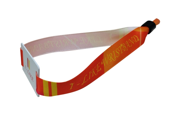 RFID NFC Dye Sublimation Woven Satin Fabric Cloth Polyester Elastic Event Wristband