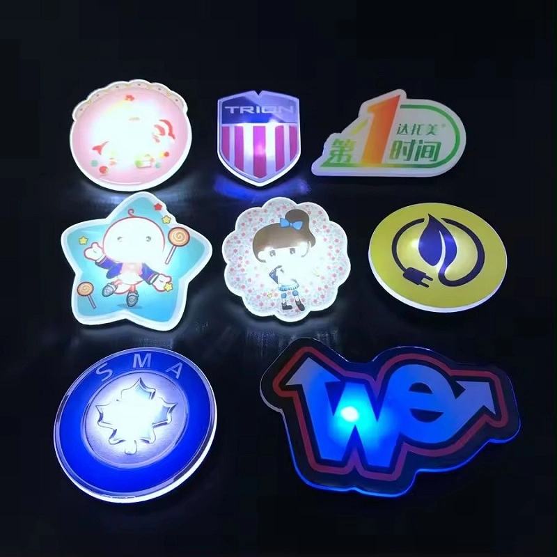 Custom Shape Acrylic Badge ID Lapel LED Flashing Name Pin Badges