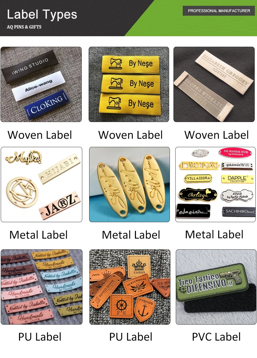 Washable Design Custom Sewing Brown Color Metal Logo Clothes PU Leather Label for Garment / Handbag/Apparel Accessories