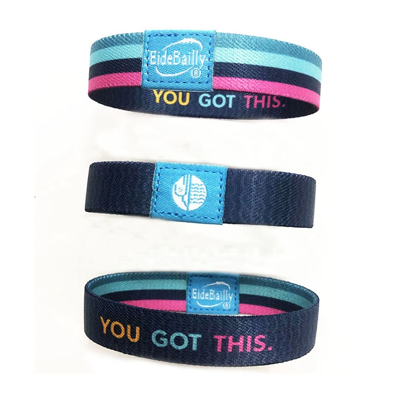 Custom Polyester Event Festival Wrist Band Custom Promotional Woven Elastic Wristband