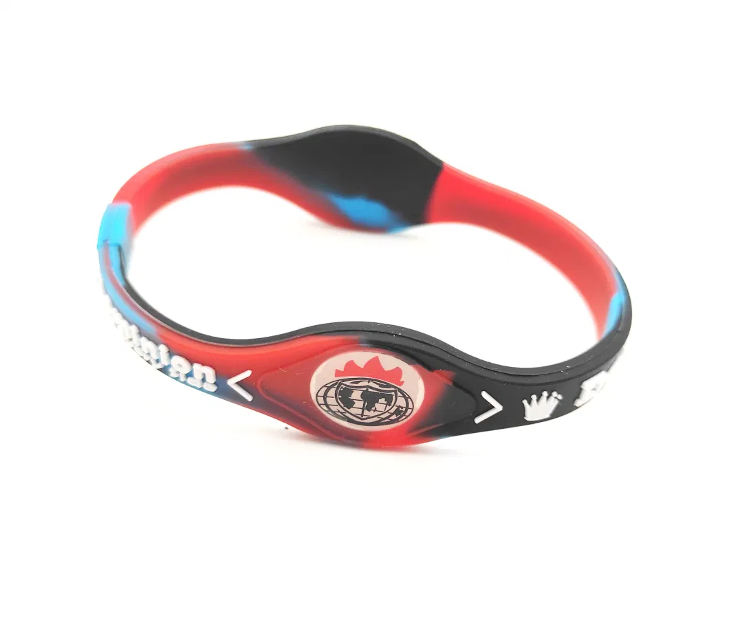 Stock Design Epoxy Silicone Power Bracelets Muti Color Embossed Balance Wristband Cheap Energy Power Silicon Energy Bracelet