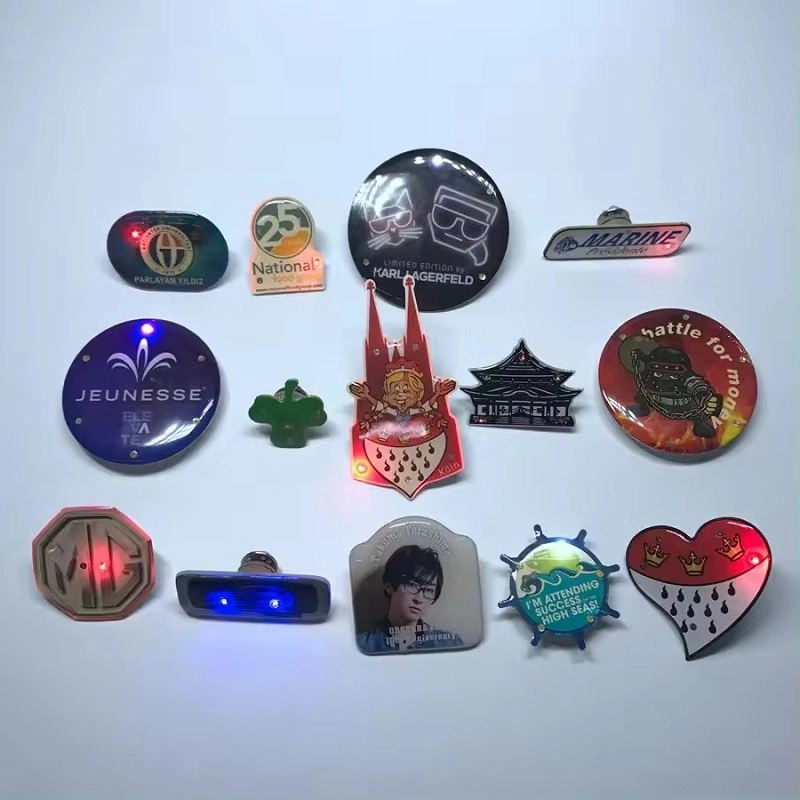 Custom Shape Acrylic Badge ID Lapel LED Flashing Name Pin Badges