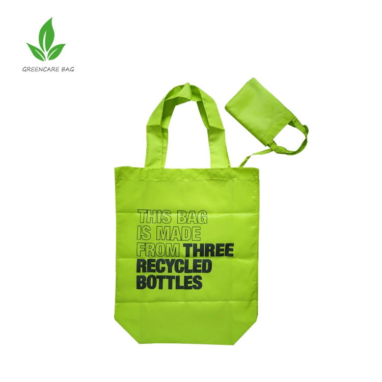 Recycled Pet Polyester Green Supermarket Bag Foldable RPET Tote Shopping Bag