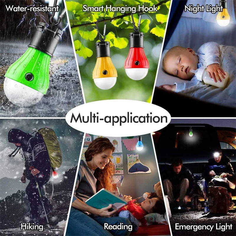 China Manufacturer High Quality 4 Packs Portable LED Tent Light Multiple Modes Civilian Disaster Relief Clip Hook Hurricane Emergency Lights ABS