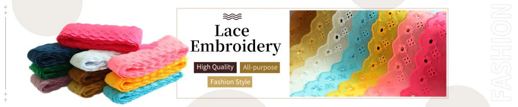 ODM Free Sample	Knit Customized Embroidery Beaded Fabric Bridal Garment Handmade Cotton Lace