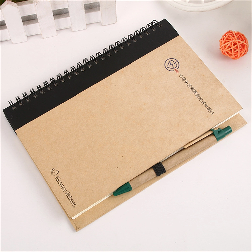 Eco-Friendly Promotional Spiral Notebook with Ballpen, Recycled Notebook