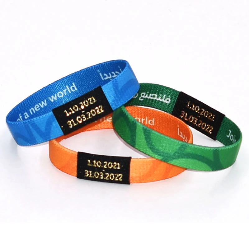 Custom Polyester Event Festival Wrist Band Custom Promotional Woven Elastic Wristband