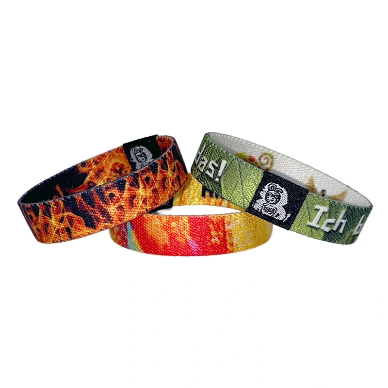 Custom Polyester Event Festival Wrist Band Custom Promotional Woven Elastic Wristband