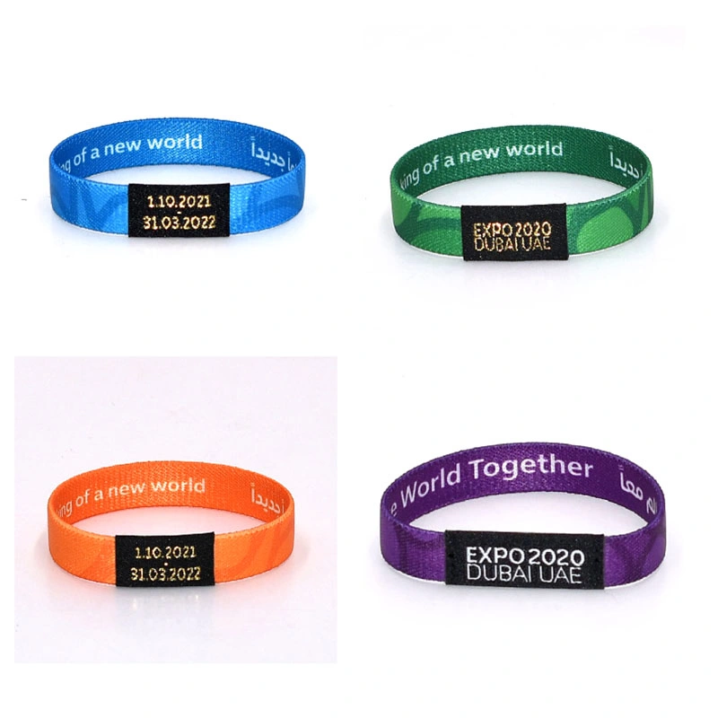 Custom Polyester Event Festival Wrist Band Custom Promotional Woven Elastic Wristband