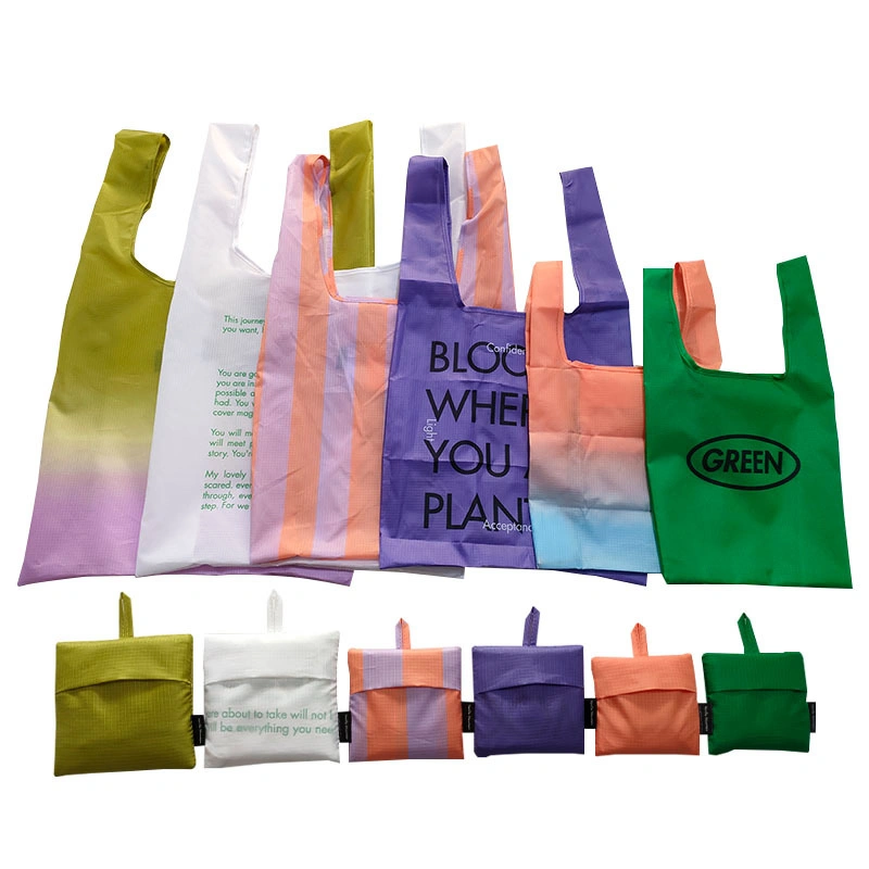 Eco-Friendly Customised Grocery Printed Tote Bag Shopping Foldable Reusable Polyester Bags