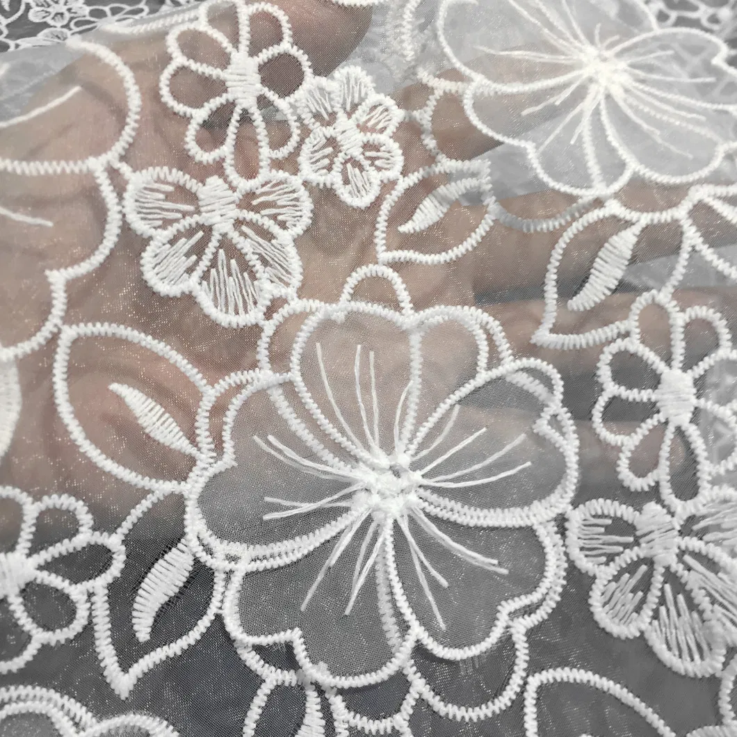 Designer Luxury Wedding Dress Fabrics Machine Embroidered Small Flower Lace Fabrics