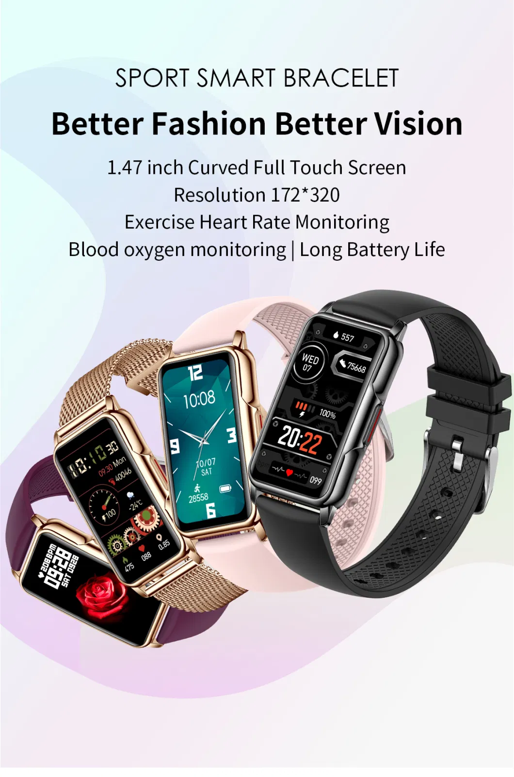 Kronus Kr80 Smartwatch Inteligente Smart Watch Bracelet Fitness Tracker Strap Band Bracelet Real Blood Oxygen Monitoring, IP67 Waterproof, Low Power Consumption