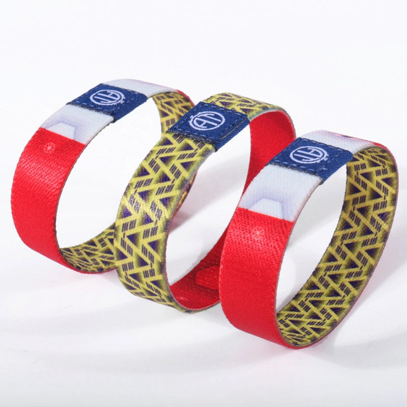 Custom Polyester Event Festival Wrist Band Custom Promotional Woven Elastic Wristband