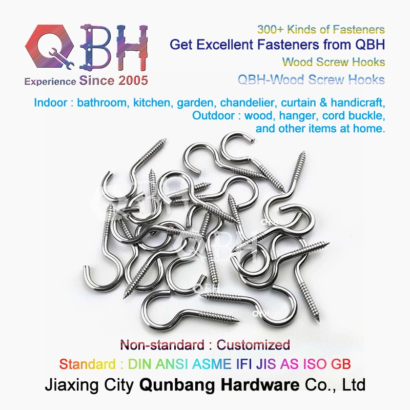 Qbh Customized Bathroom Kitchen Garden Chandelier Curtain Handicraft Hange Cord Buckle Woodscrews Wood Screw Hooks