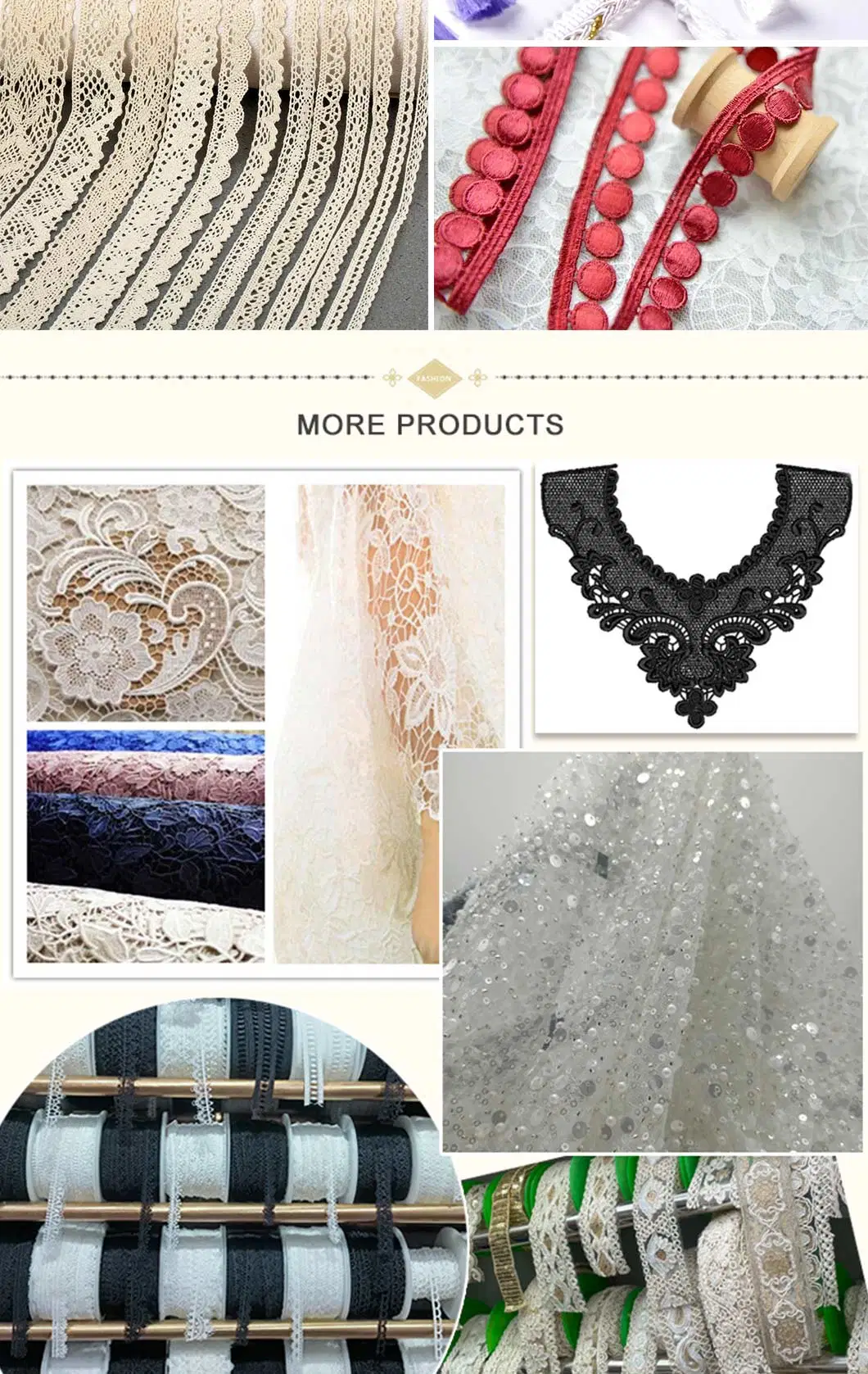 Hot Fix Crystal Rhinestone Beaded Polyester Cotton Lace Trim Fringe Macrame Lace for Skirt Waistband