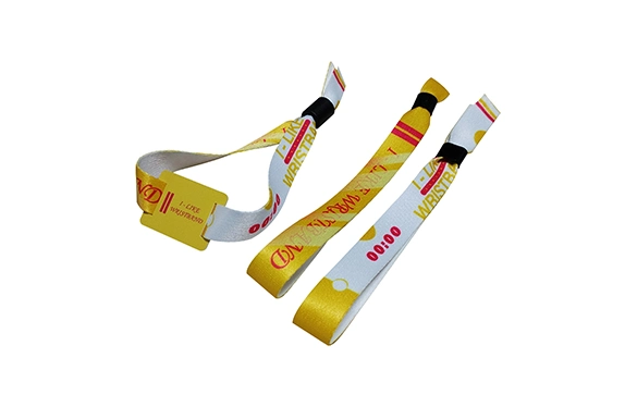 RFID NFC Dye Sublimation Woven Satin Fabric Cloth Polyester Elastic Event Wristband