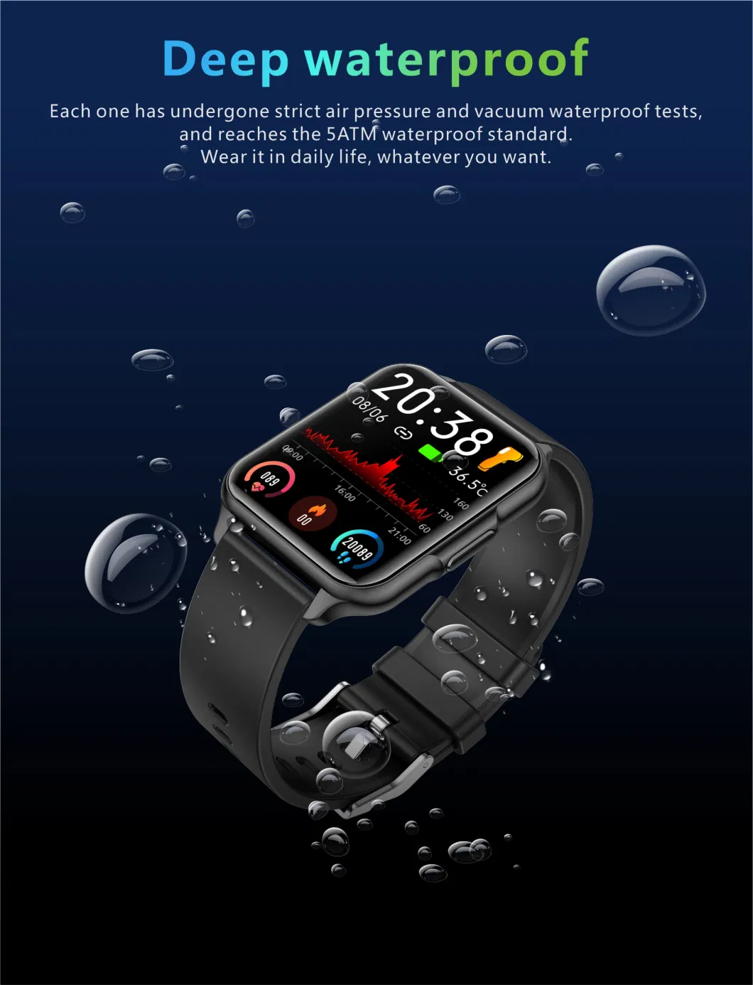 IP68 Waterproof Low Power Consumption Accurate Heart Rate blood pressure SPO2 Monitoring Smart Bracelet with body temperature Q26 Pro