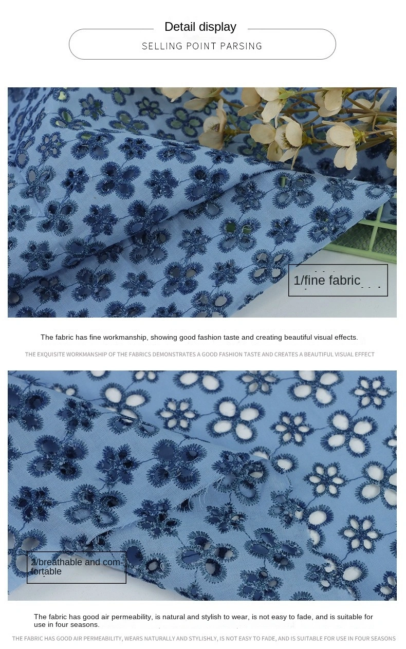 Hollow Small Flower Embroidery Fabric Cheongsam Pajamas Clothing Lace Fabric