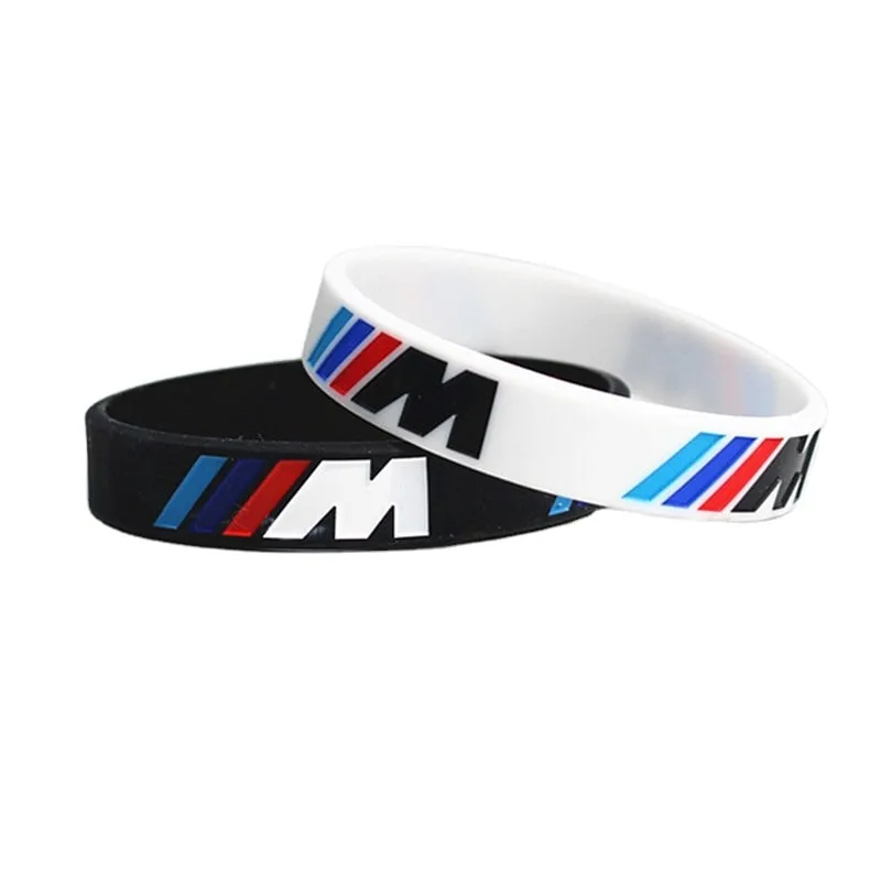 Nice Design Engrave Hologram Bracelet Sport Band M Power Black White Silicone Wristband Bangle for BMW Club Fans