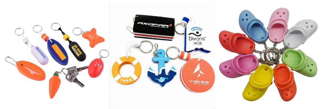 Factory Custom Shape Floating Keychain EVA Foam Boat Keyring with Logo Printing