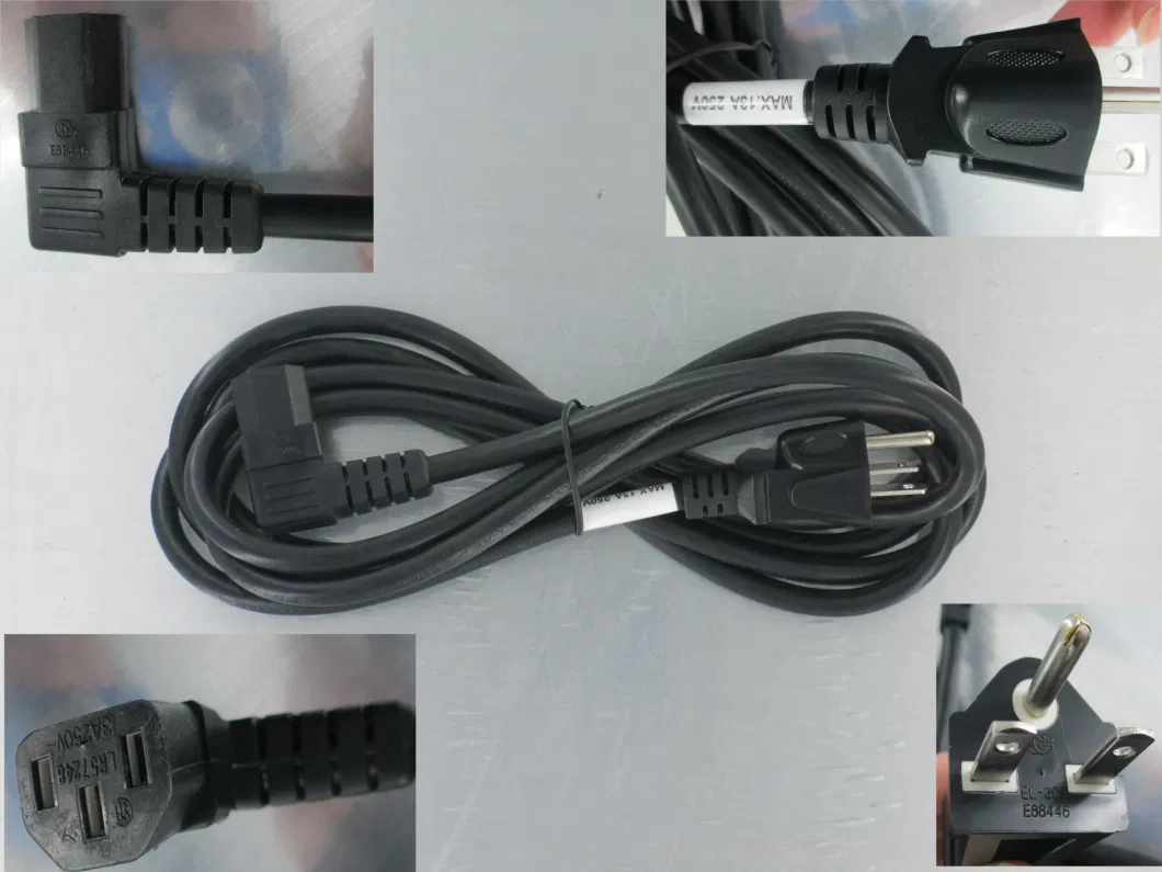 110V PVC Material 3-Pin Fork AC Extension Power Cord