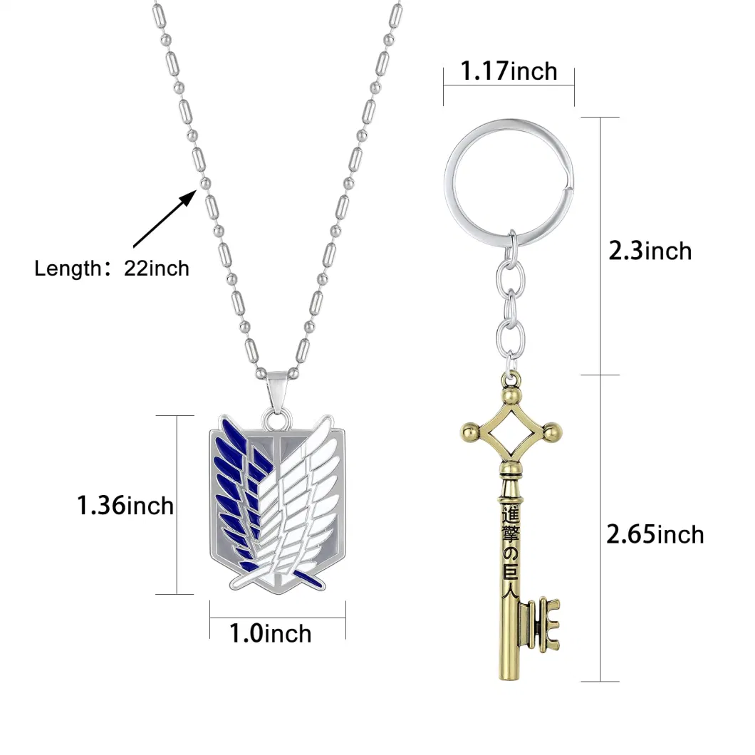 Hot Sale Attack on Titan EVA Floating Mexico Macrame Custom Metal Crafts Necklace Pendant Anime Souvenir Gift Keychain