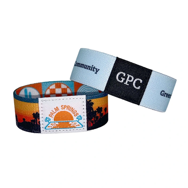 Custom Polyester Event Festival Wrist Band Custom Promotional Woven Elastic Wristband