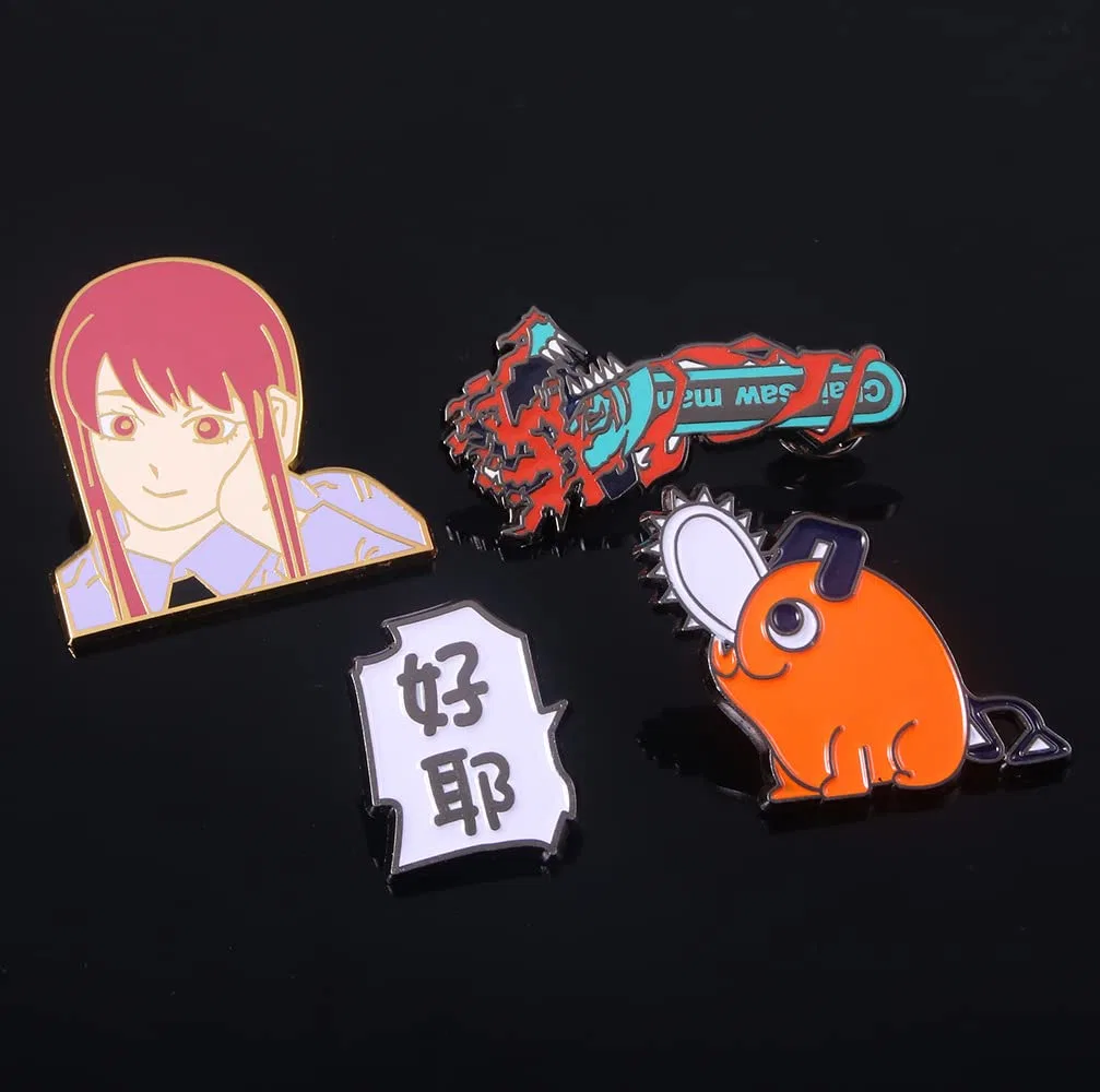 Sexy Anime Girl Fashion Customized Logo Chainsaw Man Design Cloth Makers Name Tray Button Pin Wholeslae Cheap Price Enamel Badge