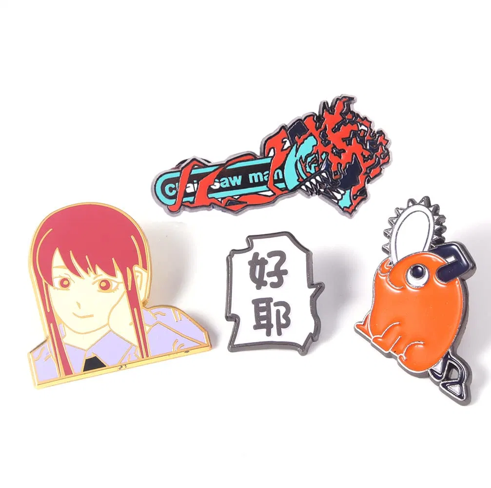 Sexy Anime Girl Fashion Customized Logo Chainsaw Man Design Cloth Makers Name Tray Button Pin Wholeslae Cheap Price Enamel Badge