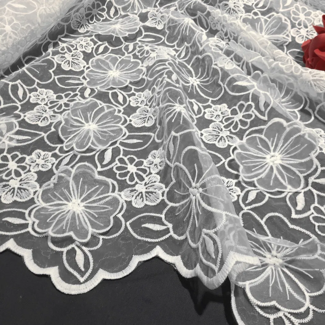 Designer Luxury Wedding Dress Fabrics Machine Embroidered Small Flower Lace Fabrics