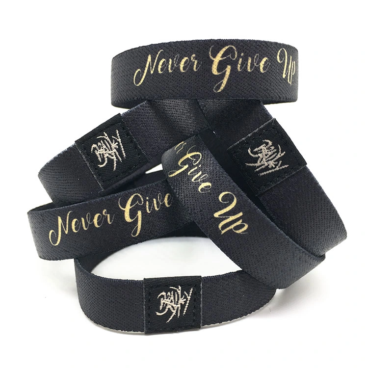 Custom Polyester Event Festival Wrist Band Custom Promotional Woven Elastic Wristband