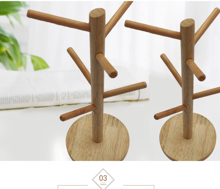 Home Detachable Cup Drying Rack, Multi-Functional Carved Wooden Cup Holder