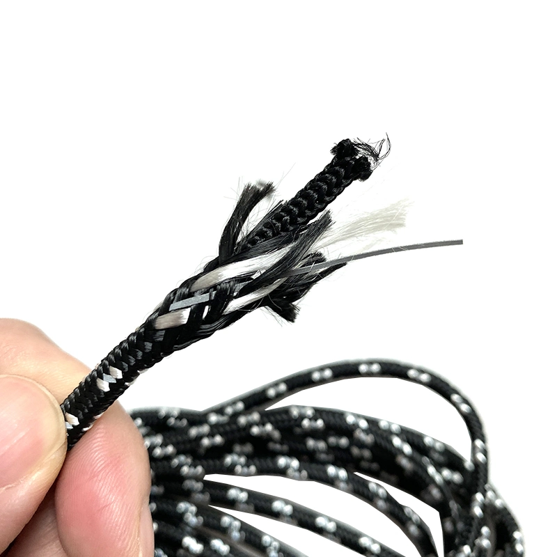 Custom Nylon Braided Cord White Black 4mm 6mm 8 mm Round Polypropylene Reflective Shiny Cord for Garment Shoes